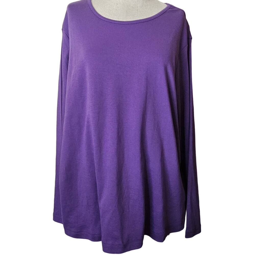 Purple Long Sleeve Scoop Neck Top Size 2XL